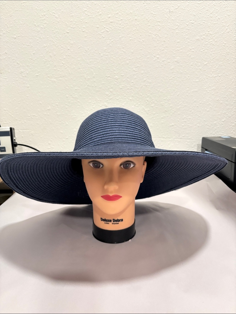 Vivian Navy Wide-Brim Sun Hat for Women 100% paper